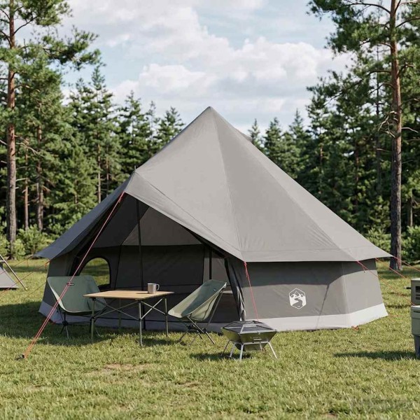 Tipi tent for 10 persons Brown Gray Polyester and steel