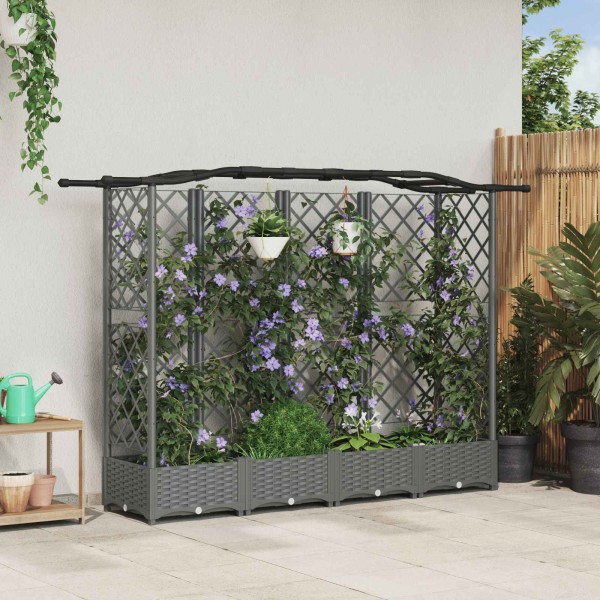 Raised bed with slats and roof Light gray PP