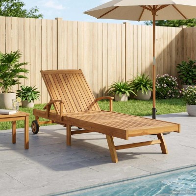 Sun lounger Hard teak wood...