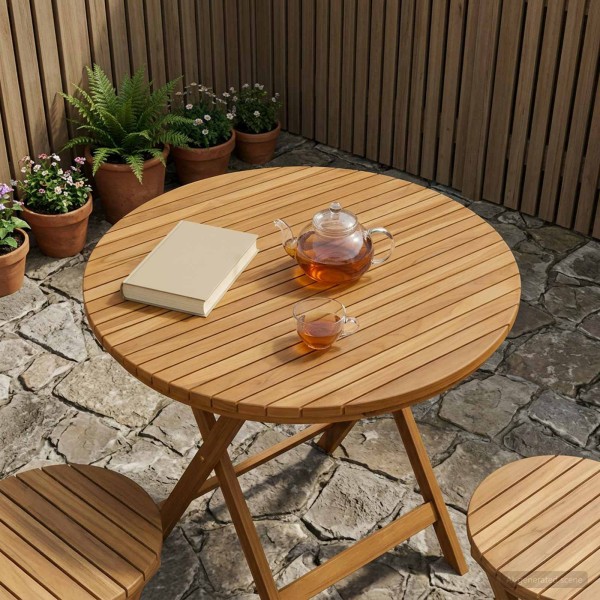 Table top Ø 90 x 3.5 Round Solid teka wood Natural