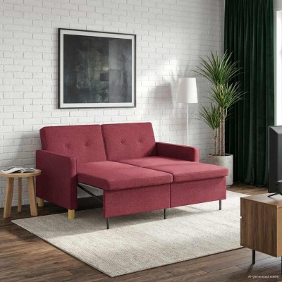 Pull-out sofa-bed Wine red...