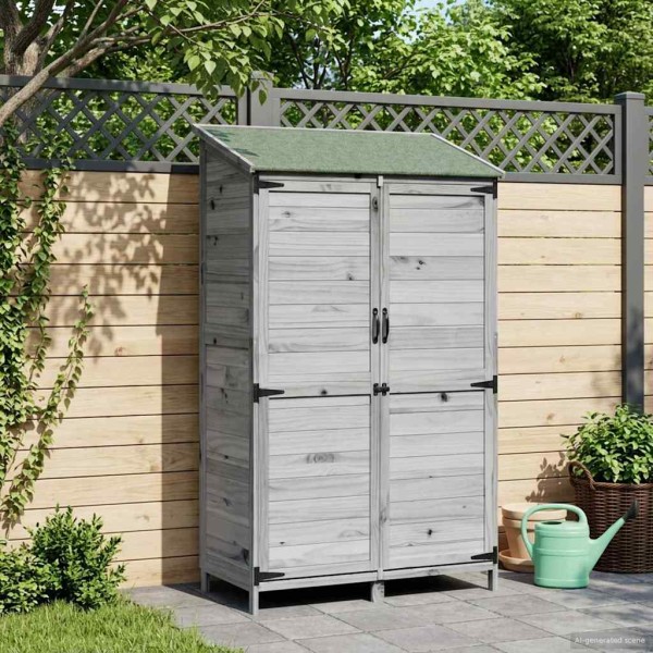 Garden shed Gray 106.5 x 56 x 176 cm Solid pine wood