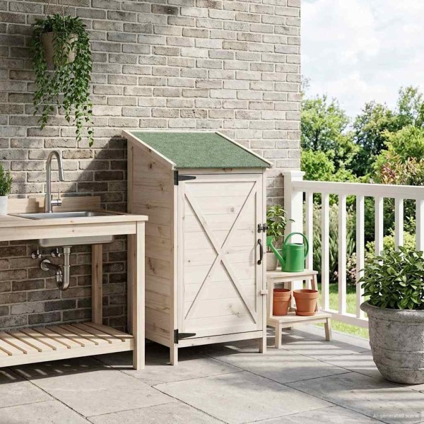 Garden Storage White 59.5 x 56 x 113.5 cm Solid pine wood