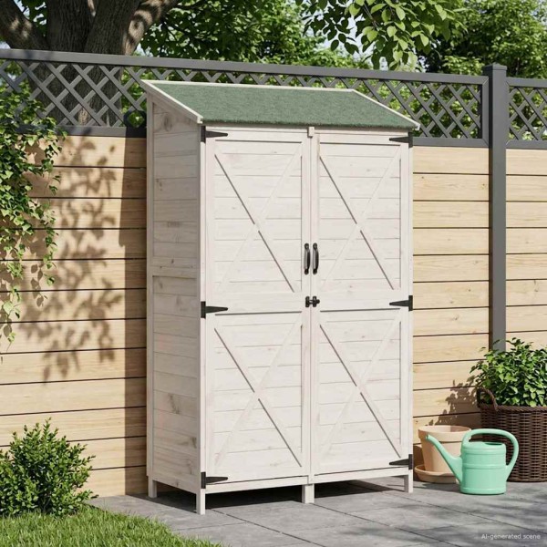 Garden Storage White 106 x 56 x 176.5 cm Solid pine wood