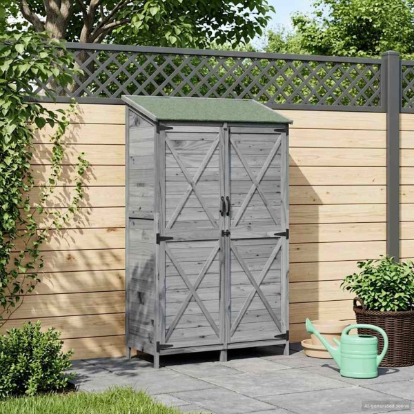 Garden Shed Gray 106 x 56 x 176.5 cm Solid pine wood