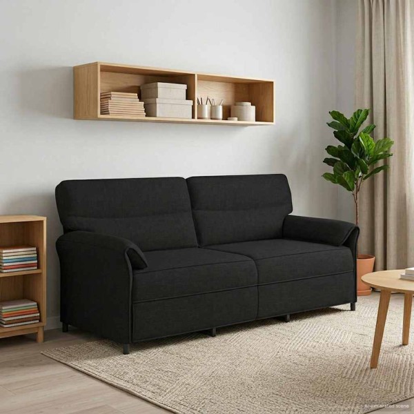3-Seater Sofa Black 198 x 83 x 95 cm Fabric