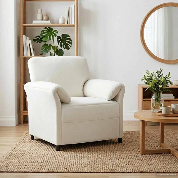 1-seater sofa Cream 88 x 83 x 95 cm Velvet