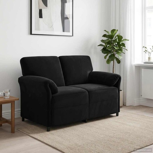 Two-point sofa Black 138 x 83 x 95 cm Velvet