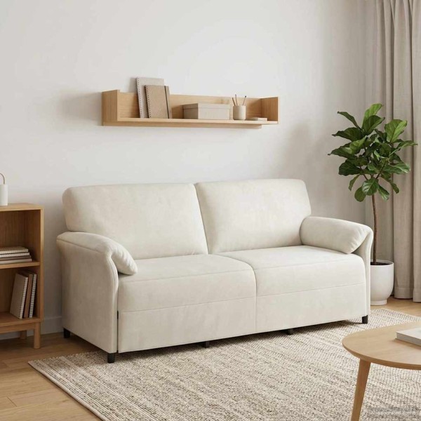 3-Seater Sofa Cream 198 x 83 x 95 cm Velvet