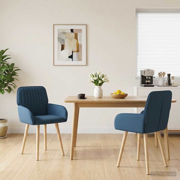 Dining chairs 2 pcs. Fabric Blue 56.5 x 50 x 87.5 cm