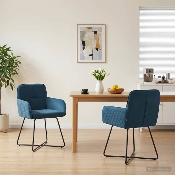 Dining chairs 2 pcs. Velvet Blue 59 x 56.5 x 86 cm
