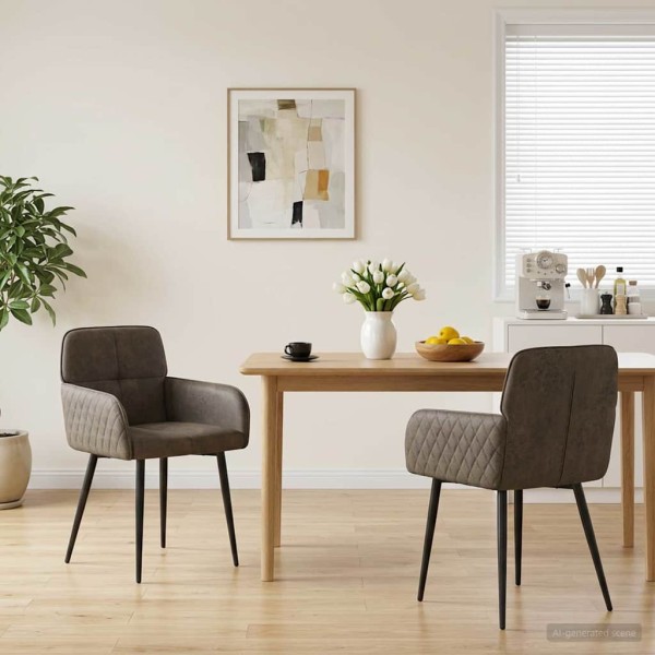 Dining chairs 2 pcs. Artificial tanned leather Dark gray