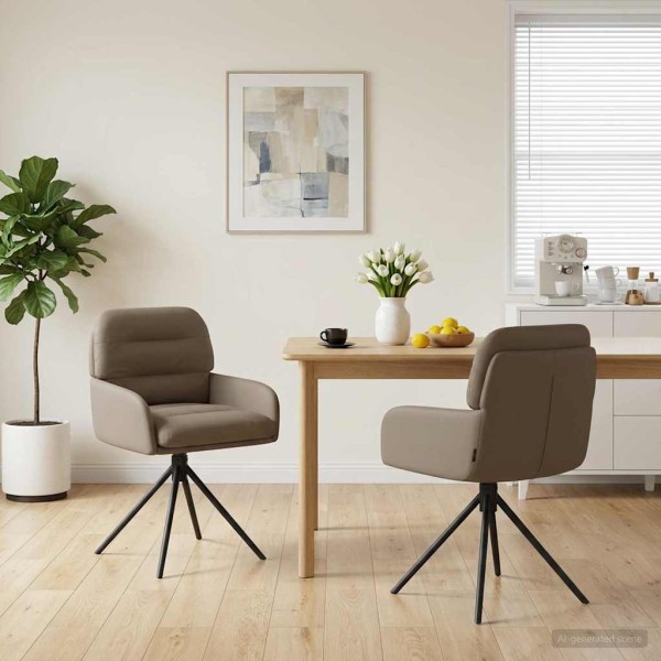 Swivel dining chairs 2 pcs. Artificial leather Cappuccino