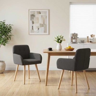 Dining chairs 2 pcs. Bouclé...