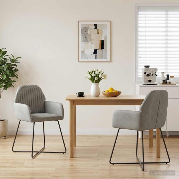 Dining chairs 2 pcs. Velvet Light gray 55 x 50 x 84 cm