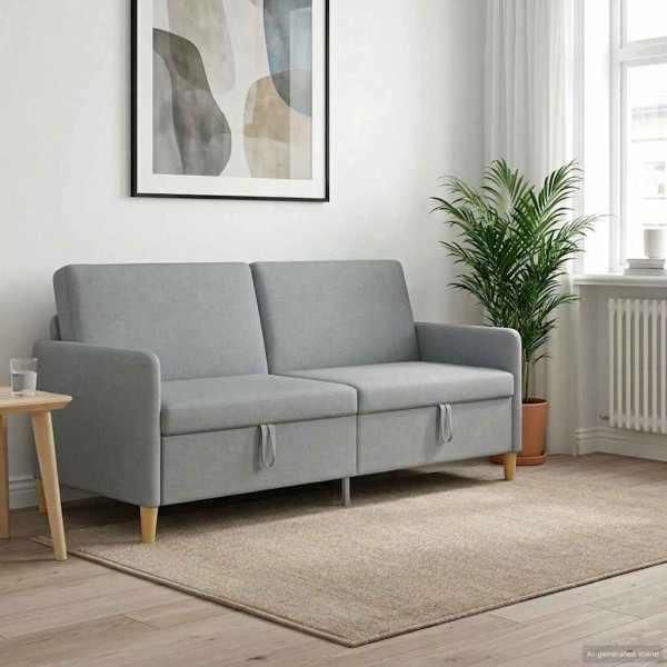 Sofa with storage Light gray 192 x 78 x 87 cm