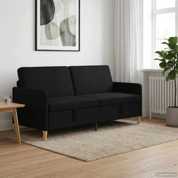 Sofa with storage Black 192 x 78 x 87 cm Polyester