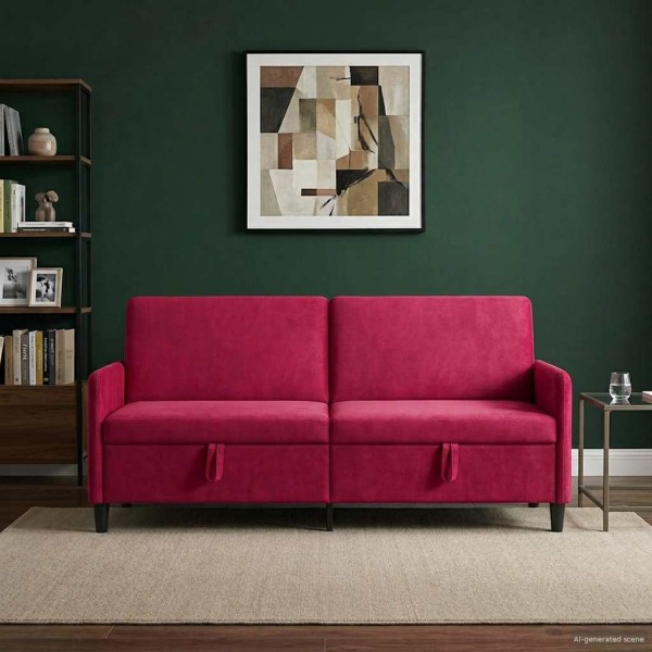 Sofa with storage space Wine red 192 x 78 x 87 cm