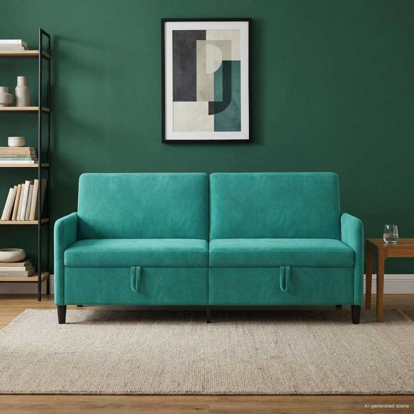 Sofa with storage space Turquoise 192 x 78 x 87 cm Polyester