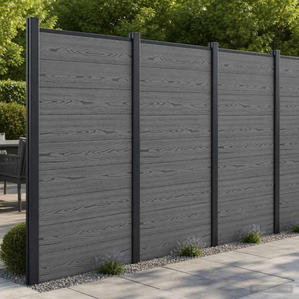 Fence panel WPC and aluminum Gray