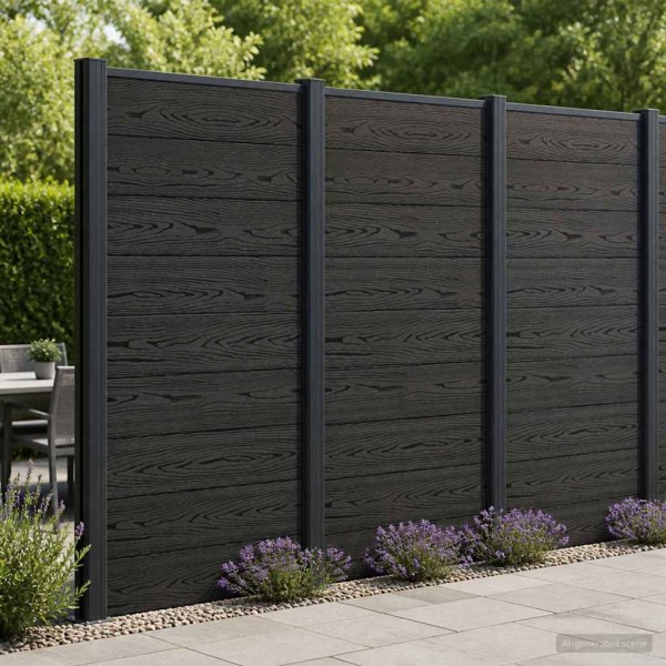 Fence panel WPC and aluminum Black