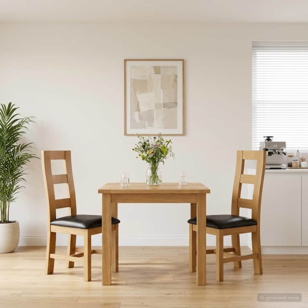 Dining chair 2 pcs. Solid oak wood Black