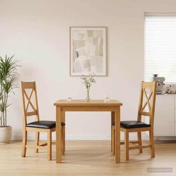Dining chair 2 pcs. Solid oak wood Black