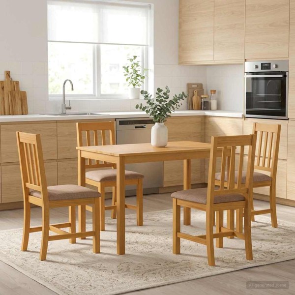 Dining table 110 x 75 x 75 cm Solid oak Natural