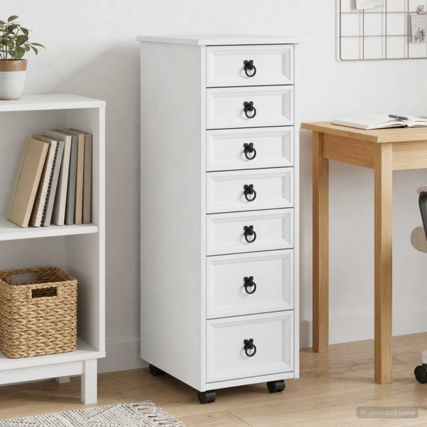 Cabinet on wheels with drawers CORONA White