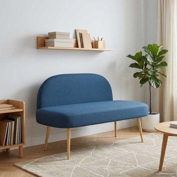 Upholstered bench with backrest Blue 110 x 60 x 76 cm