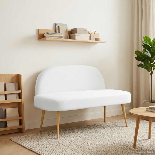 Upholstered bench with backrest White 110 x 60 x 76 cm