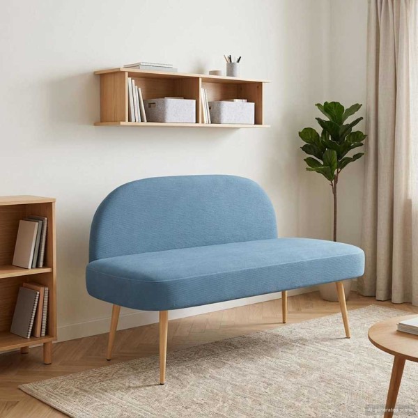 Upholstered bench with backrest Blue 110 x 60 x 76 cm