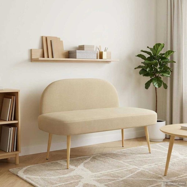 Upholstered bench with backrest Light green gray color