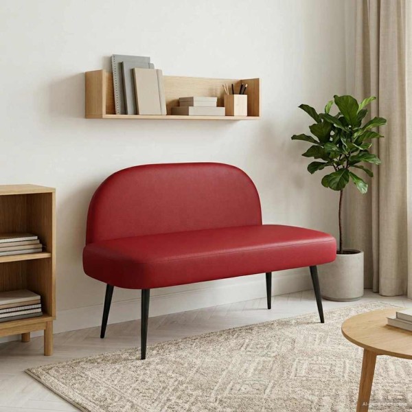 Upholstered bench with backrest Wine red 110 x 60 x 76 cm
