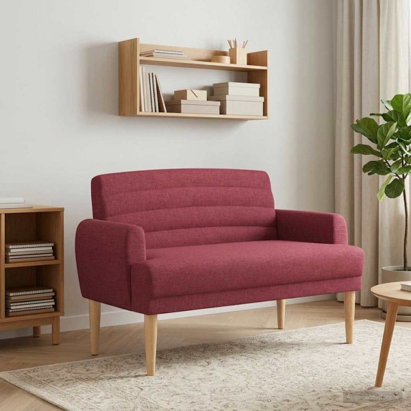 Soft Corner with Button Upholstery Wine Red Fabric