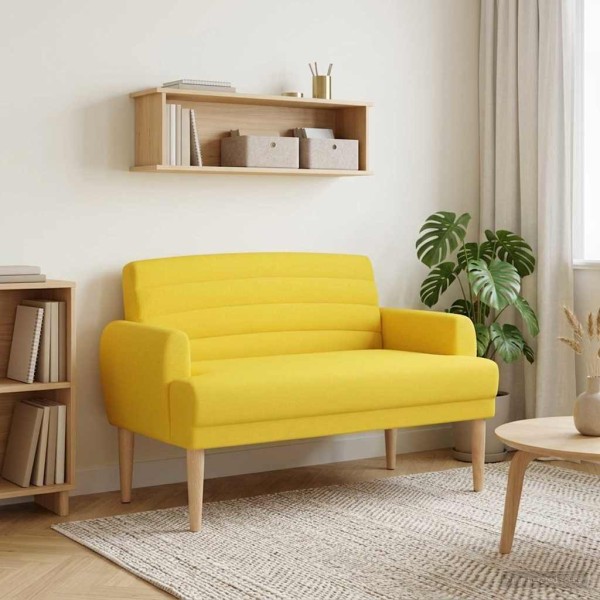 Soft corner with button upholstery Light Yellow Fabric
