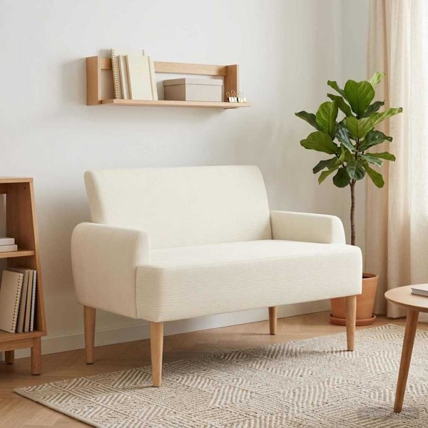 Soft corner with button upholstery Cream 116 x 67 x 81 cm