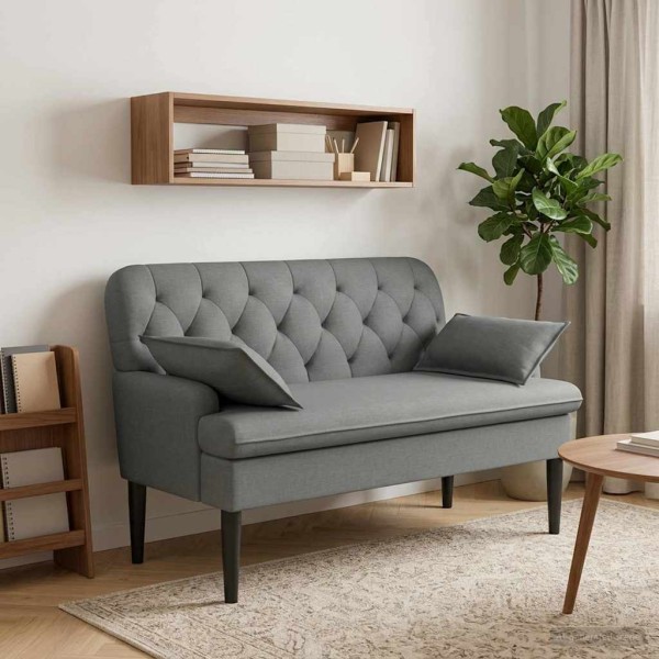 Soft Corner with Button Upholstery Dark Gray Fabric