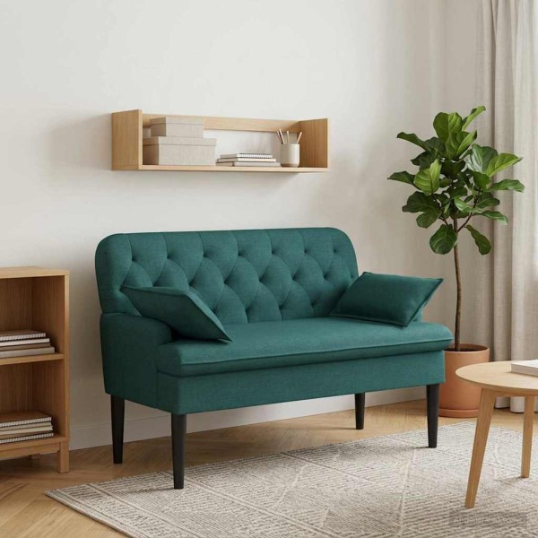 Soft Corner with Button Upholstery Dark Green Fabric