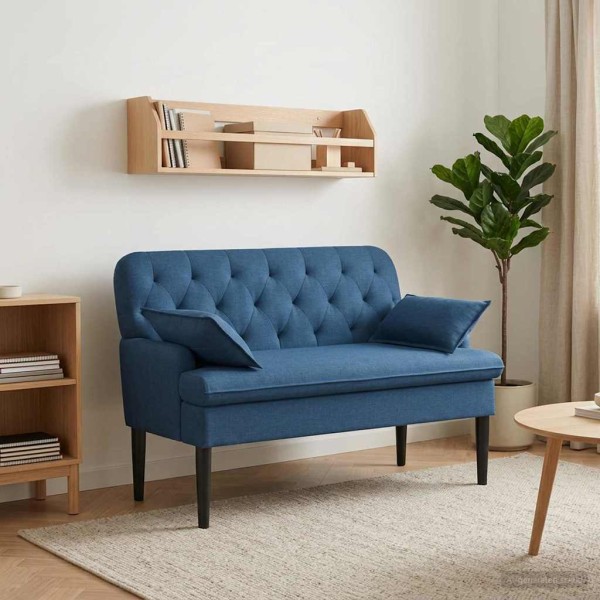 Soft corner with button upholstery Blue 111 x 68 x 80 cm