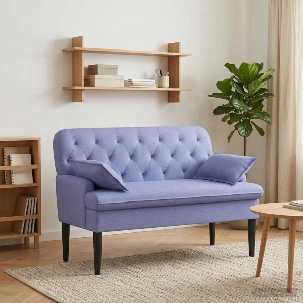 Soft Corner With Button Upholstery Denim Blue Fabric