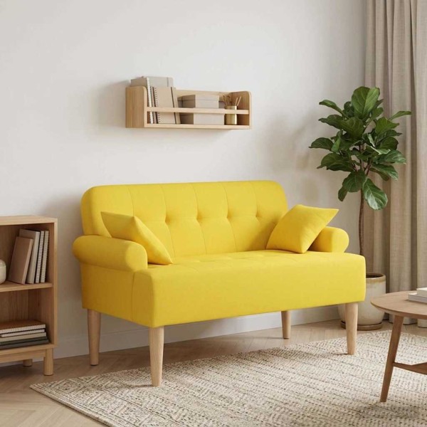 Soft corner with button upholstery Light yellow Fabric