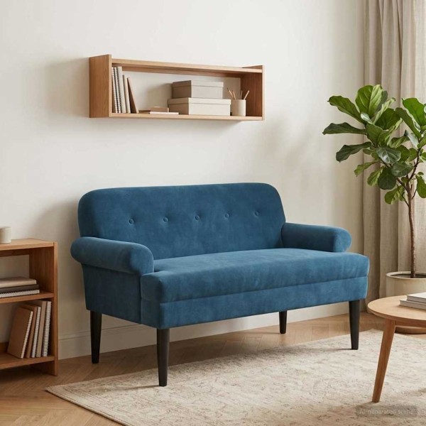 Soft corner with button upholstery Blue 120 x 66 x 78 cm