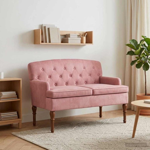 Soft corner with button upholstery Pink 111 x 65 x 79 cm