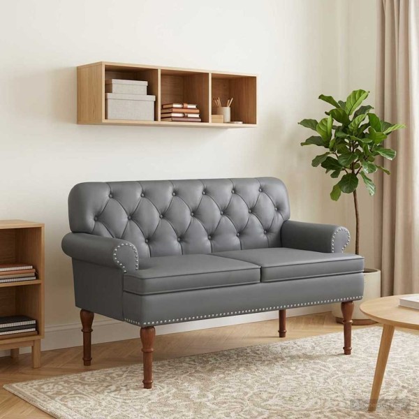 Soft corner with button upholstery Gray 120 x 65 x 77 cm