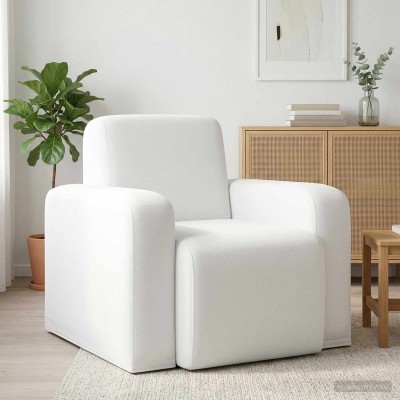 Armchair White Fabric