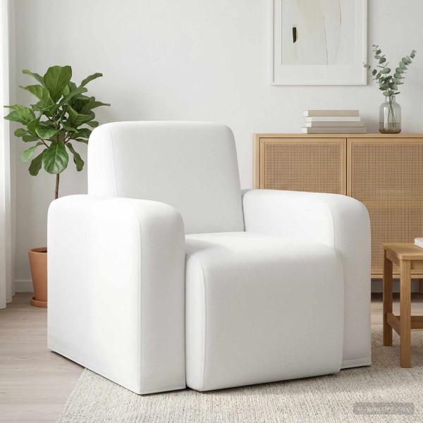 Armchair White Fabric