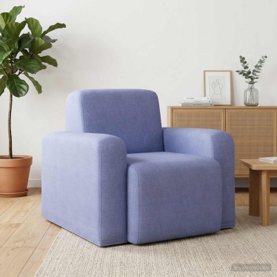 Armchair Denim blue Fabric