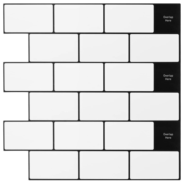 Metro tile 50 pcs. White black 30 x 30 cm