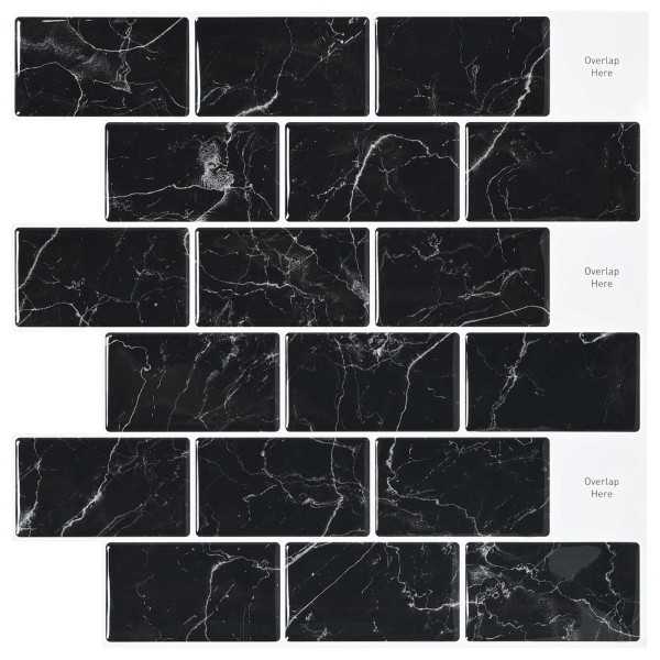 Metro tile 50 pcs. Black marble 30 x 30 cm